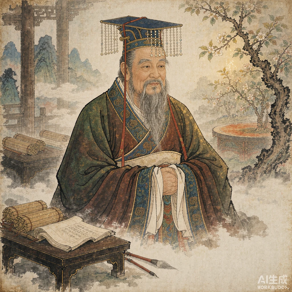 孔子国画风格艺术画像（非真实相貌复原）