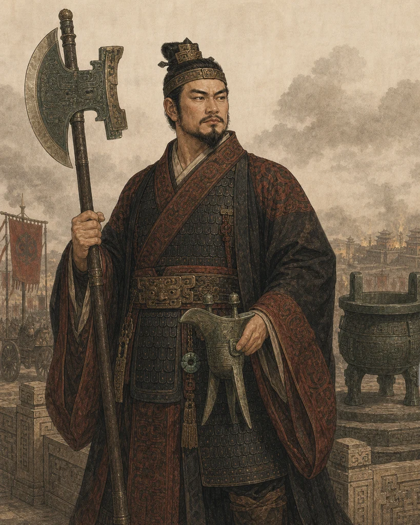 帝辛国画风格艺术画像（非真实相貌复原）