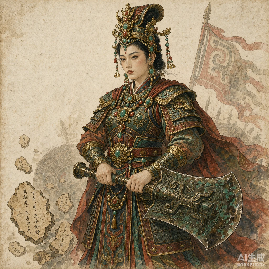 妇好国画风格艺术画像（非真实相貌复原）