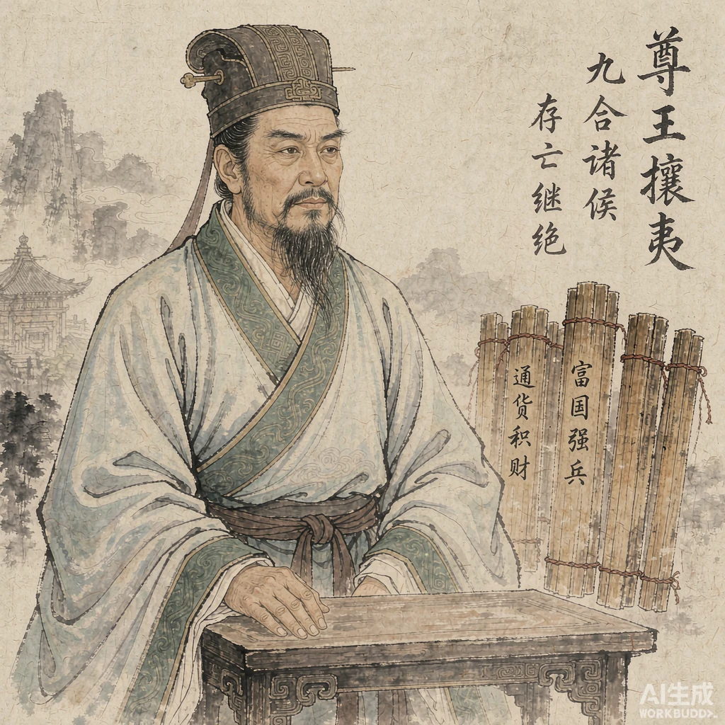 管仲国画风格艺术画像（非真实相貌复原）