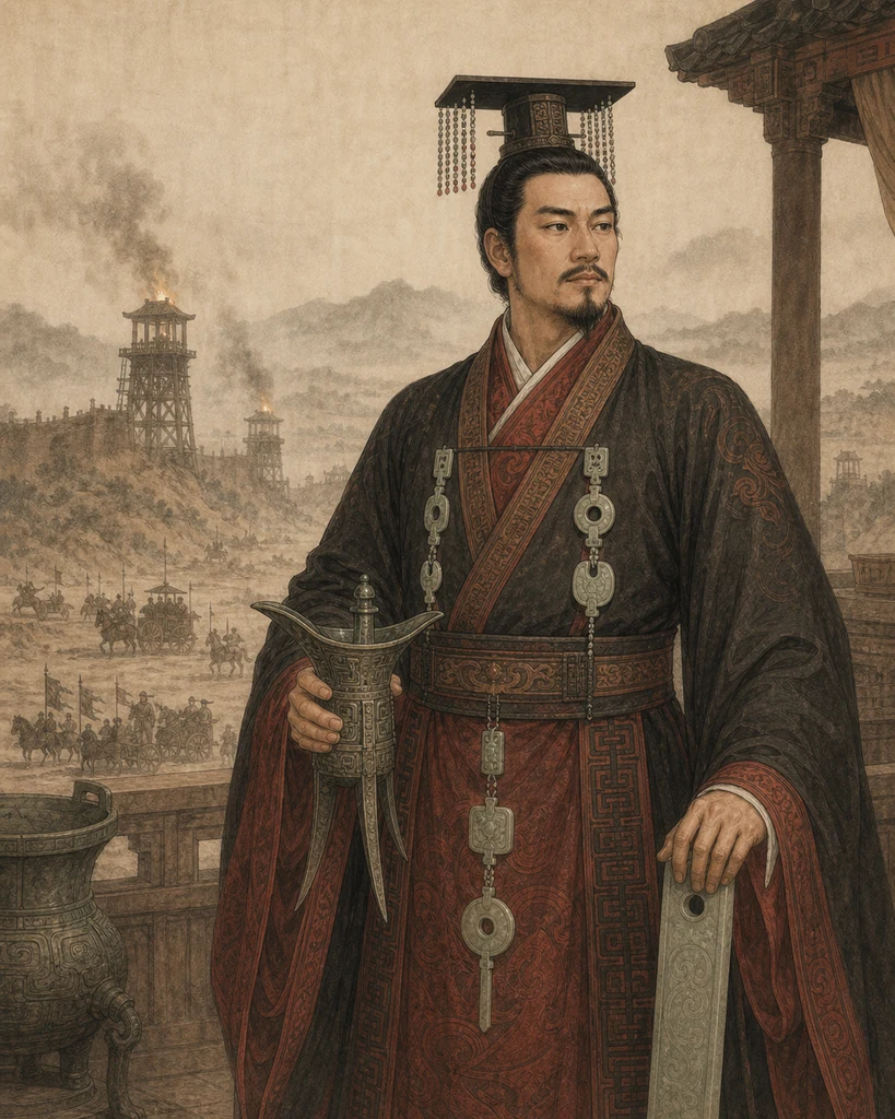 周幽王国画风格艺术画像（非真实相貌复原）