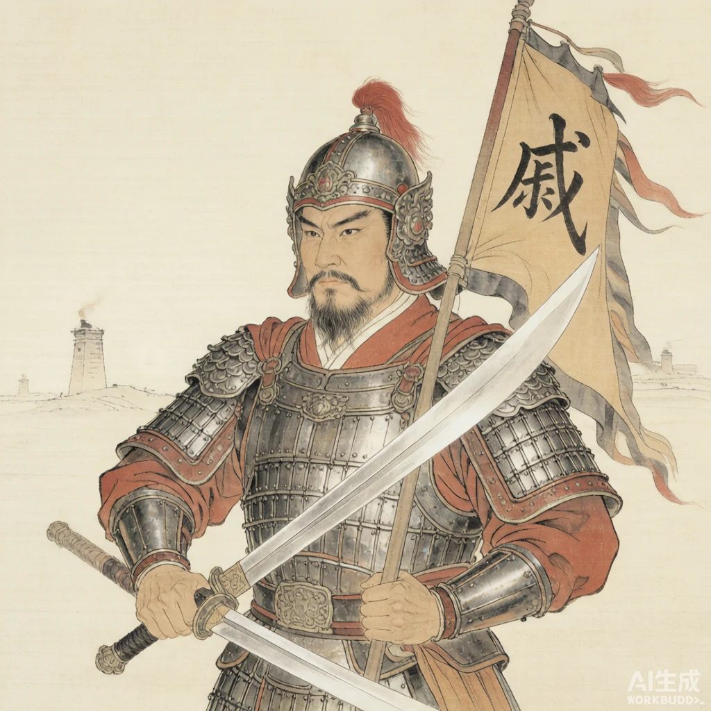 戚继光国画风格艺术画像（非真实相貌复原）