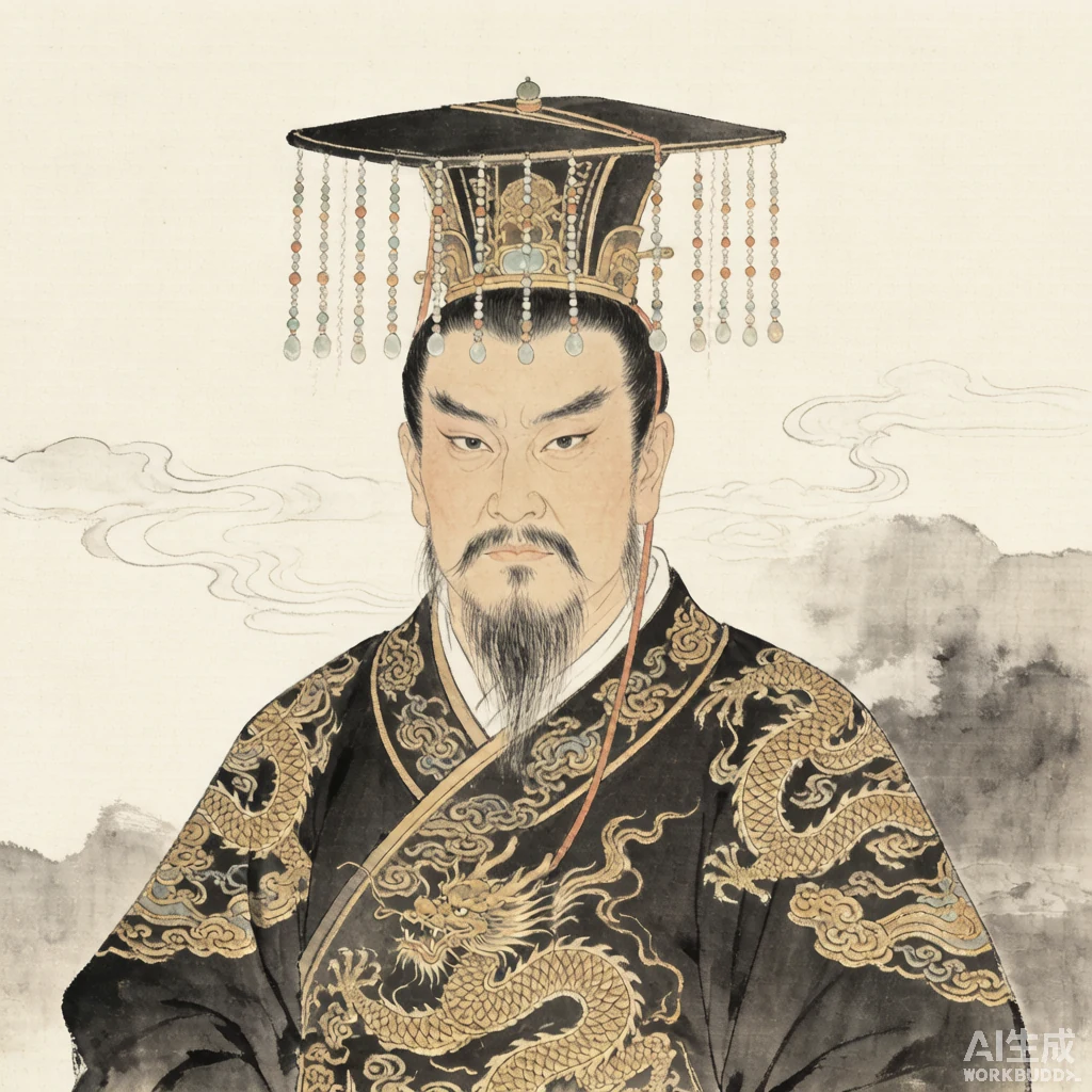 秦始皇国画风格艺术画像（非真实相貌复原）