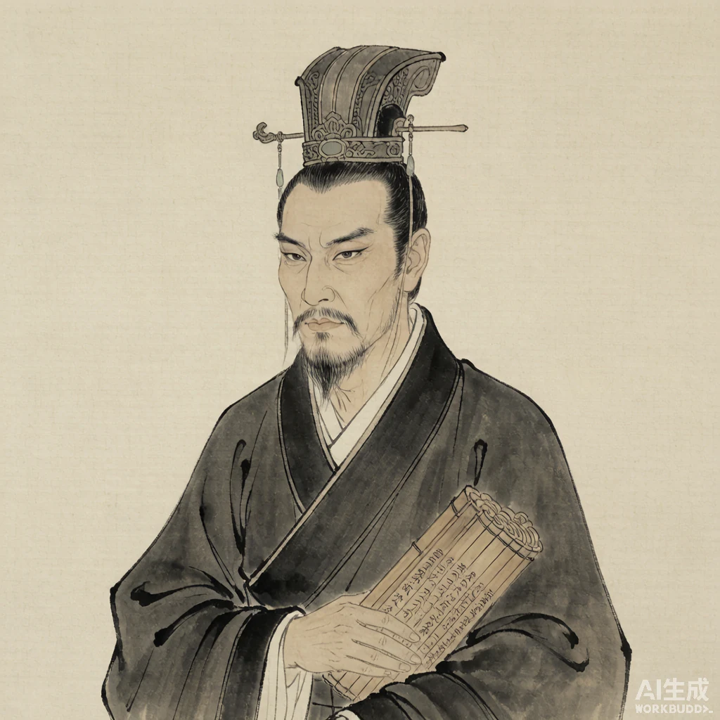 商鞅国画风格艺术画像（非真实相貌复原）