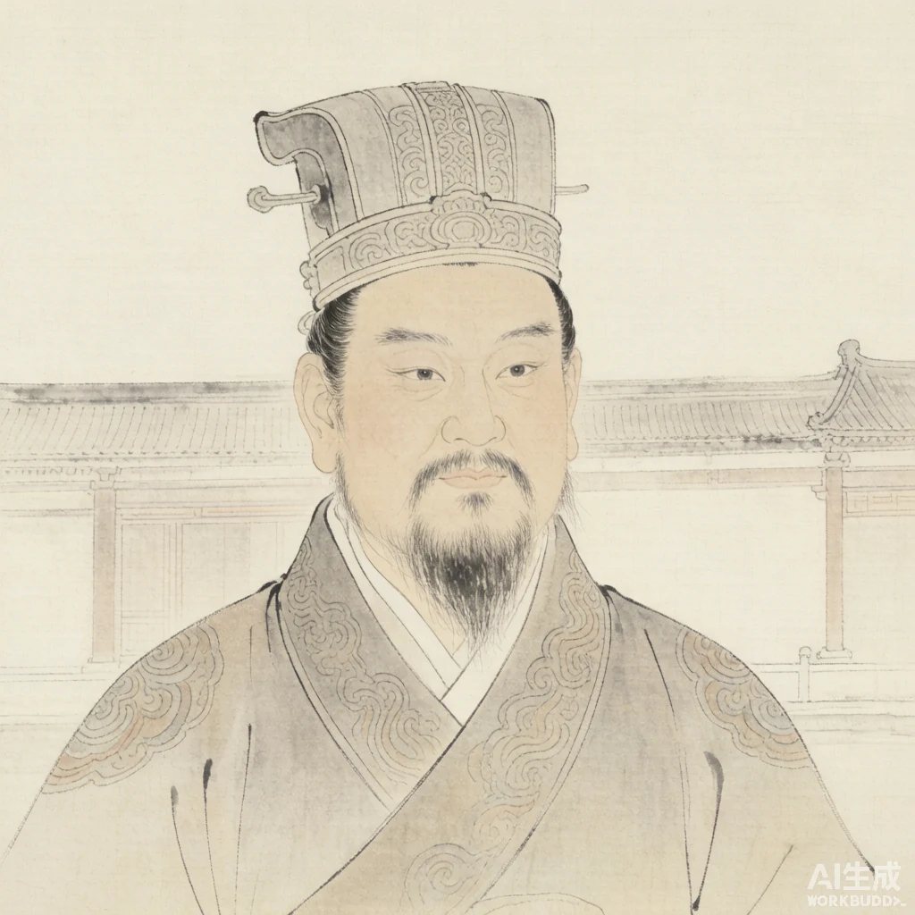 隋文帝国画风格艺术画像（非真实相貌复原）