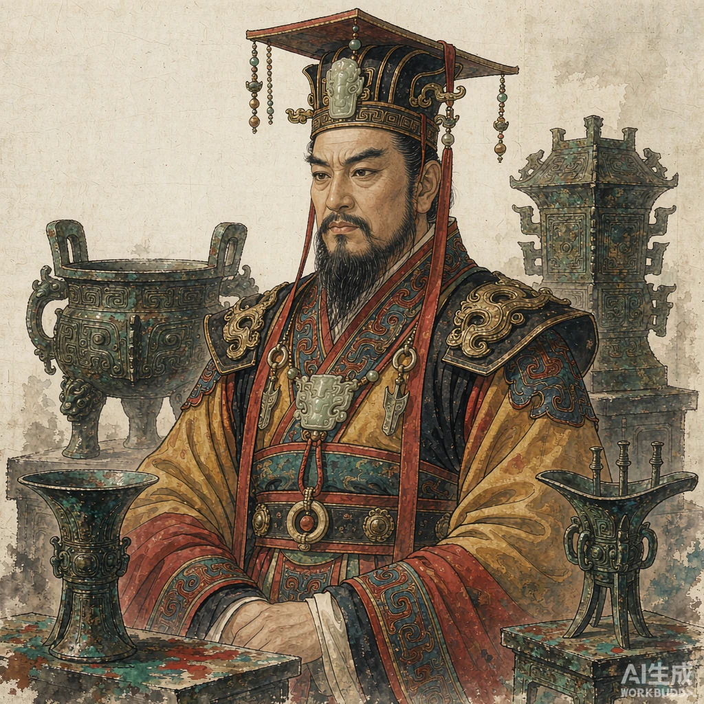 武丁国画风格艺术画像（非真实相貌复原）