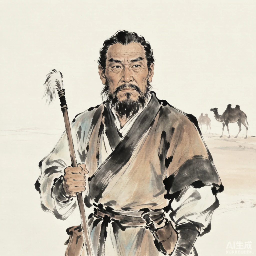 张骞国画风格艺术画像（非真实相貌复原）