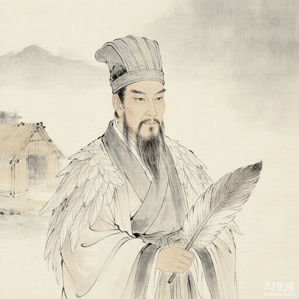 诸葛亮国画风格艺术画像（非真实相貌复原）